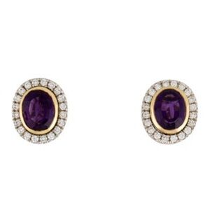 Elegant Purple and Gold Stud Earrings